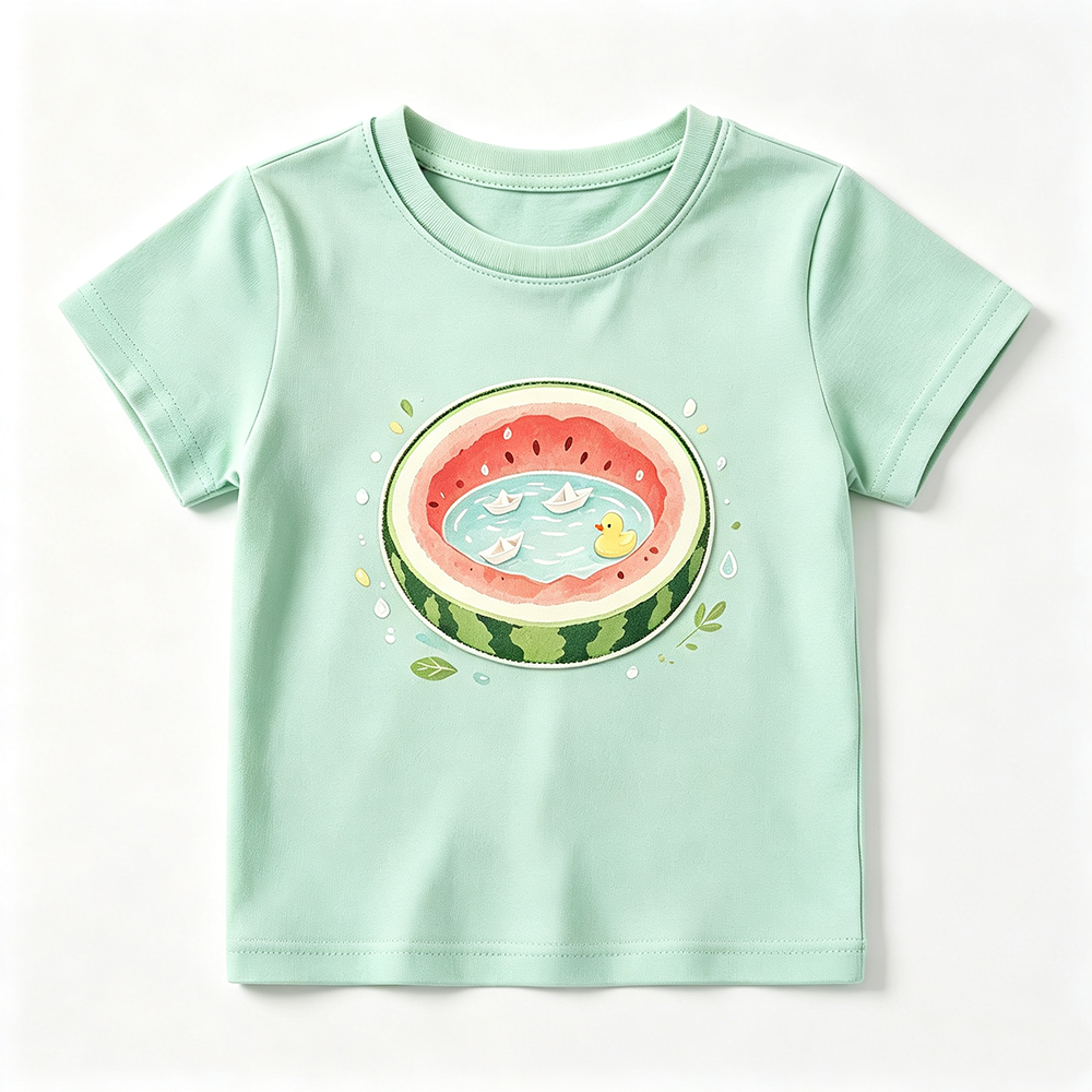 Kids Cotton T-shirt - Tropical Leaf Print,Anrybon,Kids Short‑Sleeve Tops