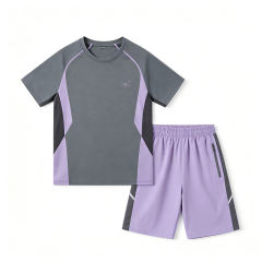 Kids Quick-Dry Sports Set - Solid Charcoal,Anrybon,Kids Quick‑Dry Sports Short‑Sleeve Set