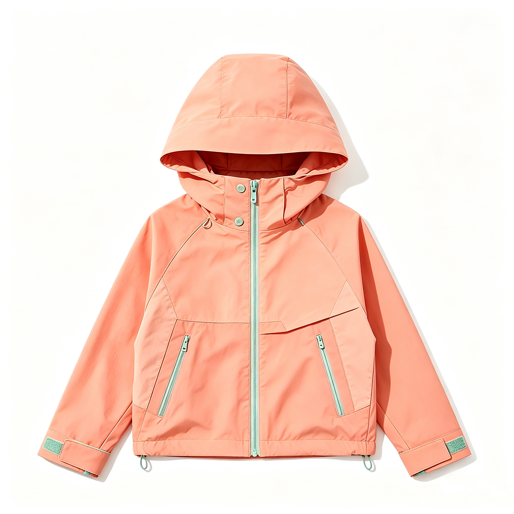 Kids Colorblock Softshell Jacket - Orange & Brown,Anrybon,Kids' Softshell Jacket