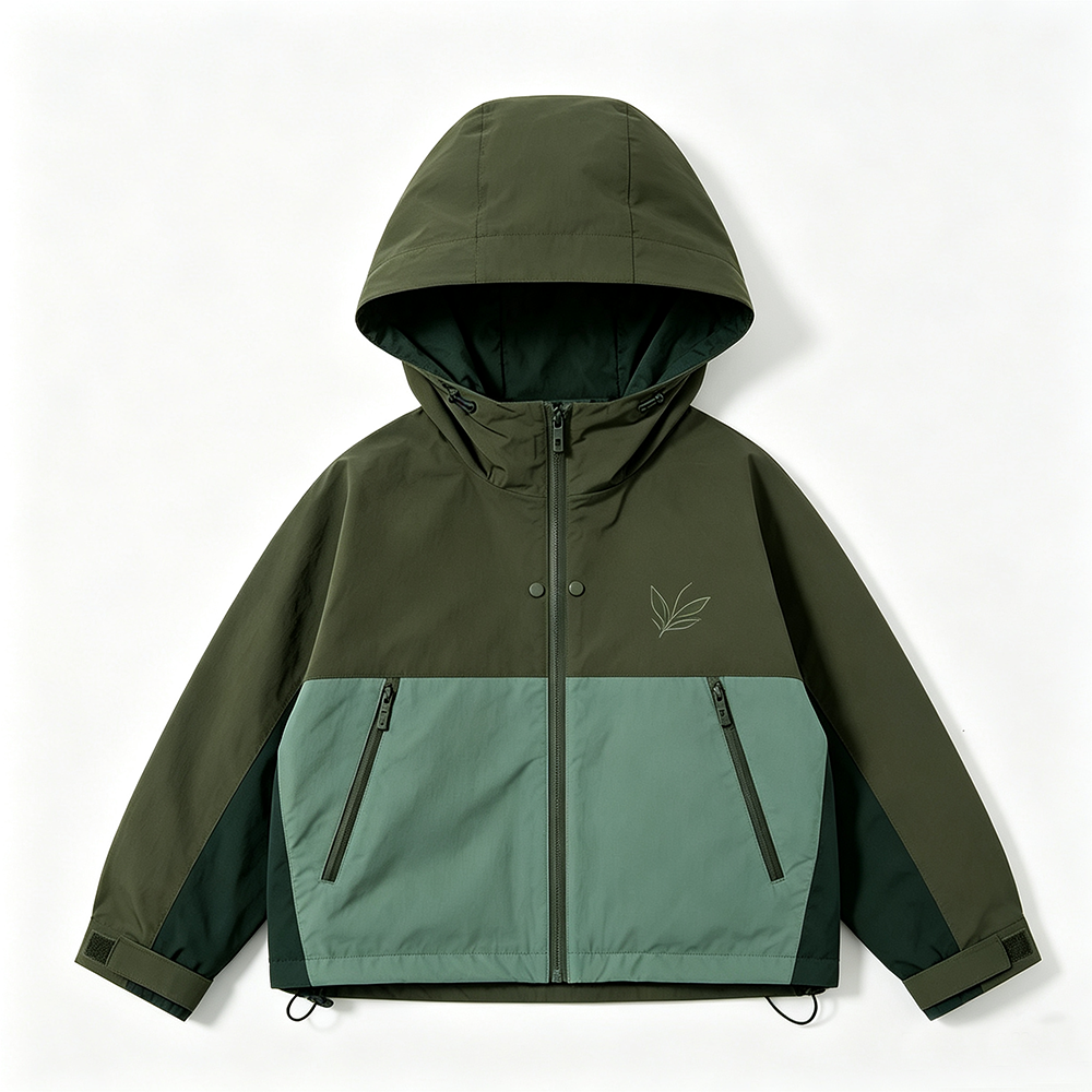 Kids Colorblock Softshell Jacket - Dark Green,Anrybon,Kids' Softshell Jacket