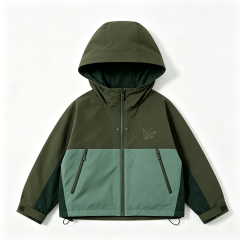 Kids Colorblock Softshell Jacket - Dark Green,Anrybon,Kids' Softshell Jacket