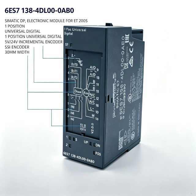 6ES7138-4DL00-0AB0,6ES7 138-4DL00-0AB0 for Siemens PLC ET200S POS U Open Loop Positioning Module,5V/24V & SSI Encoder