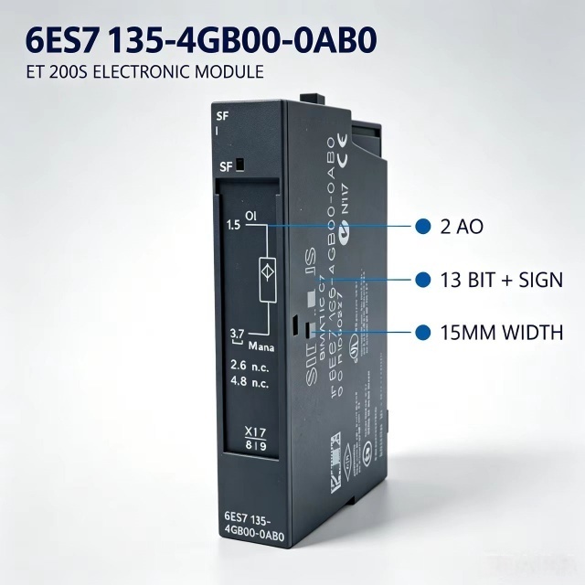 6ES7135-4GB00-0AB0,6ES7 135-4GB00-0AB0,for Siemens ET200S PLC,2AO Analog Output Module,15mm Width