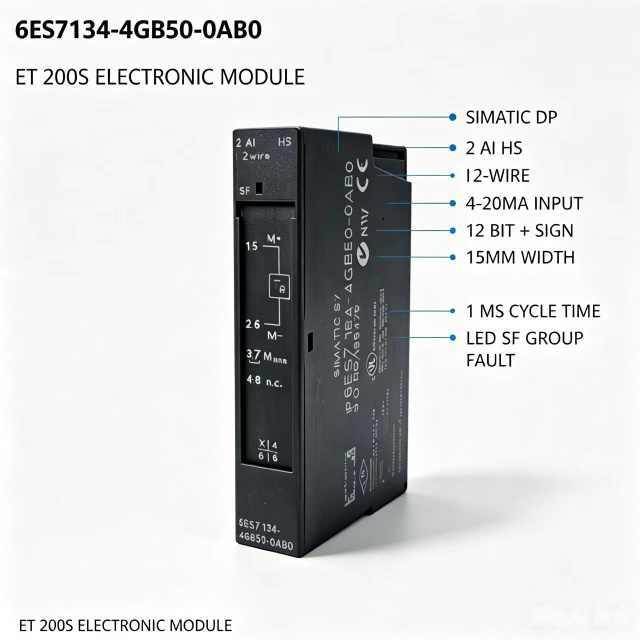 6ES7134-4GB50-0AB0,6ES7 134-4GB50-0AB0 for Siemens PLC Analog Input Module,ET200S 2AI High Speed,12Bit,1ms Cycle Time