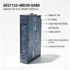 6ES7132-4BD30-0AB0,6ES7 132-4BD30-0AB0 for Siemens PLC,ET200S High Performance DO Module,4DO 24VDC 2A,15mm Width,5Pcs Per Pack