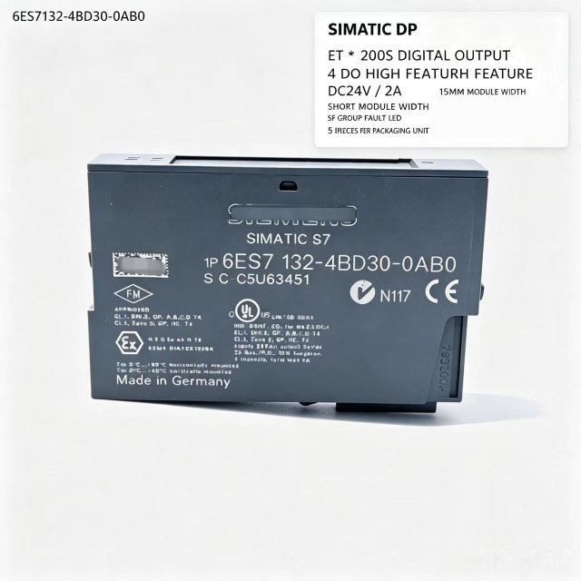 6ES7132-4BD30-0AB0,6ES7 132-4BD30-0AB0 for Siemens PLC,ET200S High Performance DO Module,4DO 24VDC 2A,15mm Width,5Pcs Per Pack