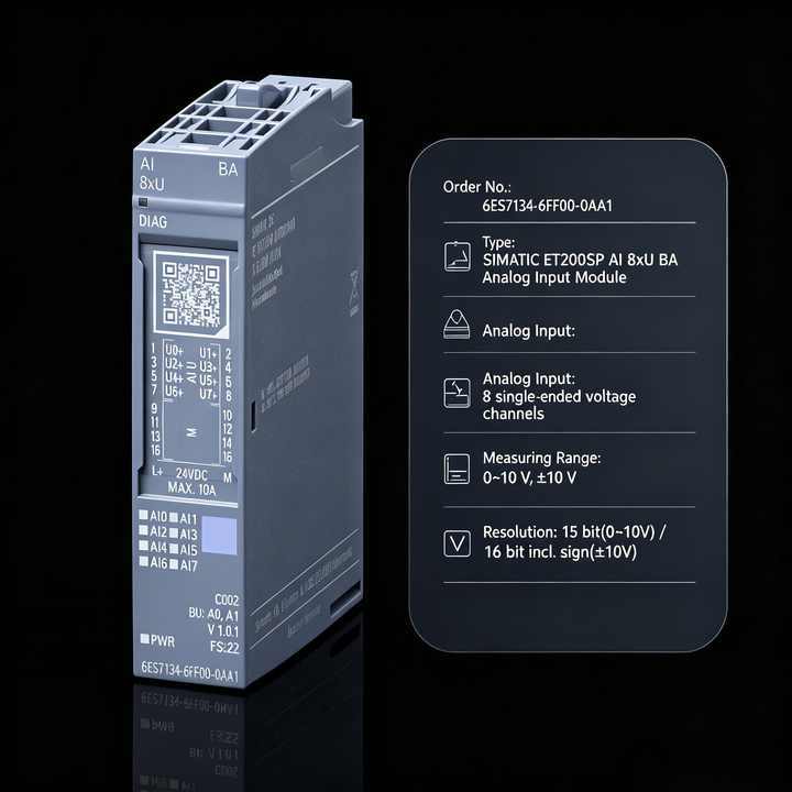 6ES7134-6FF00-0AA1 for Siemens SIMATIC ET200SP AI 8XI 2-/4-WIRE ST Analog Input Module, 100% New Original Unit