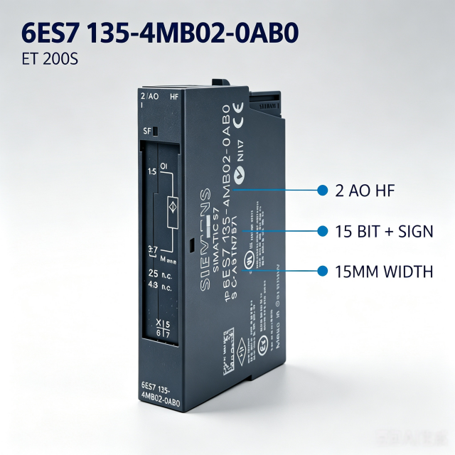 6ES7135-4MB02-0AB0,6ES7 135-4MB02-0AB0,for Siemens PLC CPU,ET200S 2AO High Performance Analog Output Module,15mm Width