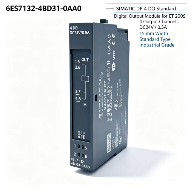 6ES7132-4BD31-0AA0,6ES7 132-4BD31-0AA0 for Siemens PLC Digital Output Module,ET200S 4DO 24VDC 2A Standard Module,15mm Width