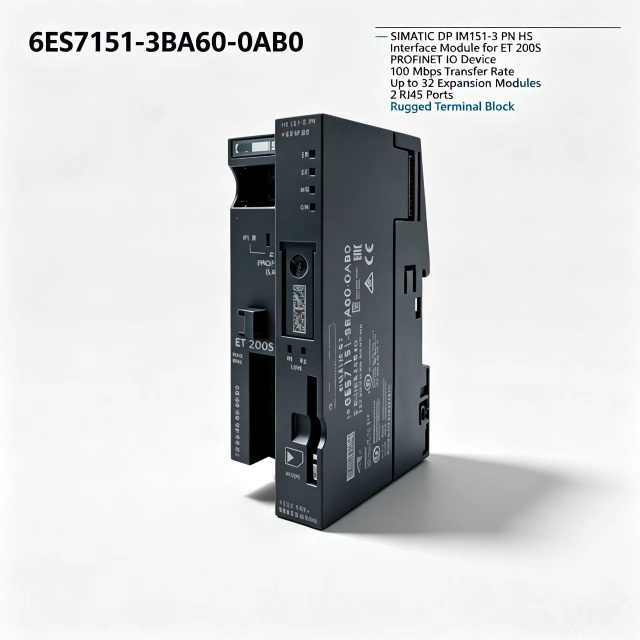 6ES7151-3BA60-0AB0,6ES7 151-3BA60-0AB0 for Siemens PLC Interface Module,ET200S IM151-3 PN HS,100MBit/s,2X RJ45 Port