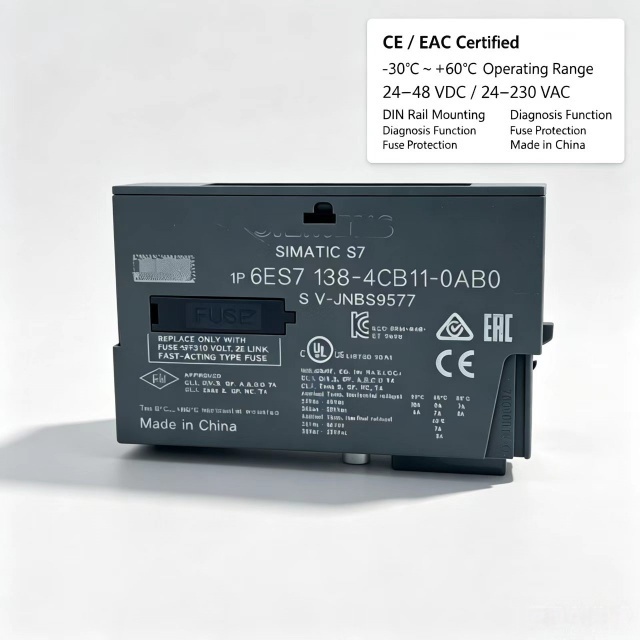 6ES7138-4CB11-0AB0,6ES7138 4CB11-0AB0 for Siemens PLC,ET200S PM-E Power Module,24-48V DC,24-230V AC,with Diagnosis and Fuse