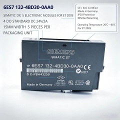 6ES7132-4BD30-0AA0,6ES7 132-4BD30-0AA0 for Siemens PLC ET200S 4DO Standard Digital Output Module,24VDC,15mm Width,5PCS Per Pack