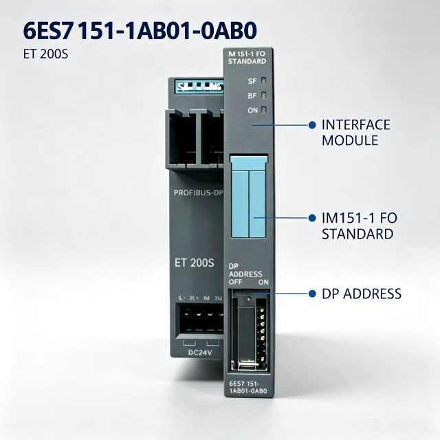 6ES7151-1AB01-0AB0,6ES7 151-1AB01-0AB0,for Siemens PLC CPU,IM151-1 FO DP Interface Module,ET200S,Distributed I/O Station