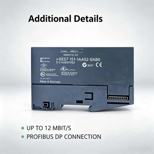 6ES7151-1AA02-0AB0,6ES7 151-1AA02-0AB0,For Siemens PLC CPU ET200S IM151-1Standard DP Interface Module,12MBit/s Transmission Rate