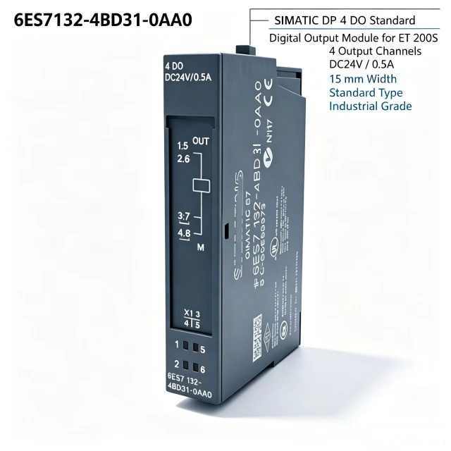 6ES7132-4BD31-0AA0,6ES7 132-4BD31-0AA0 for Siemens PLC Digital Output Module,ET200S 4DO 24VDC 2A Standard Module,15mm Width