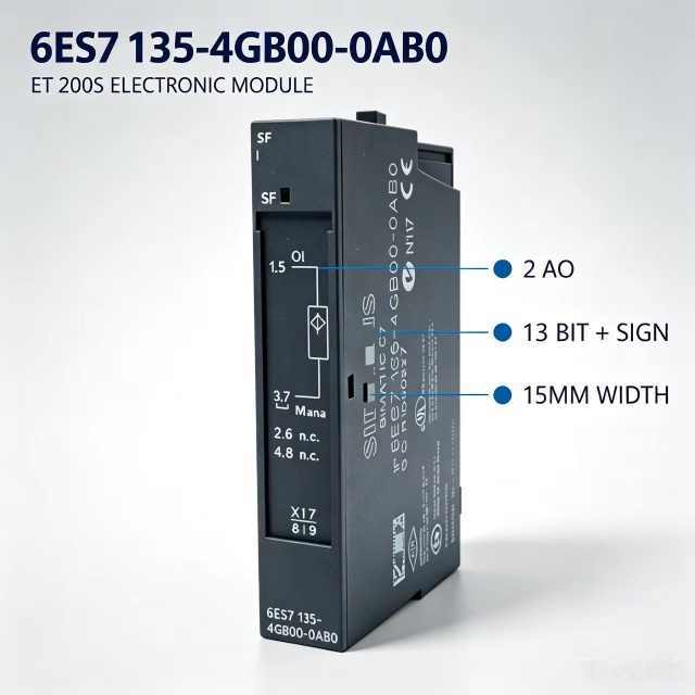 6ES7135-4GB00-0AB0,6ES7 135-4GB00-0AB0,for Siemens ET200S PLC,2AO Analog Output Module,15mm Width