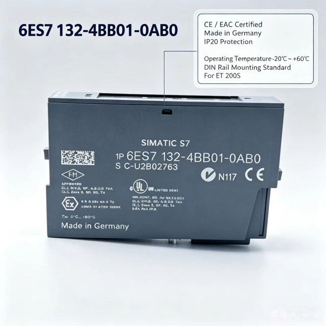 6ES7132-4BB01-0AB0,6ES7 132-4BB01-0AB0 for Siemens PLC,ET200S Digital Output Module,2XDO 24VDC/0.5A,15mm Width,5 Pieces Per Pack