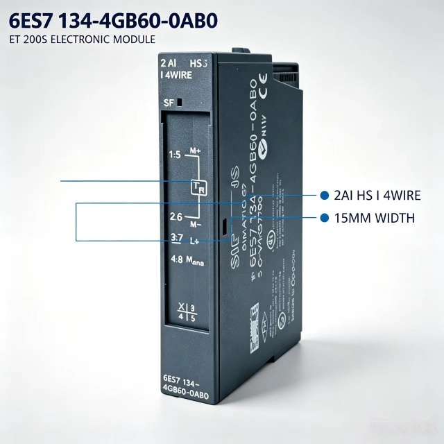 6ES7134-4GB60-0AB0,6ES7 134-4GB60-0AB0,for Siemens ET200S PLC,2AI High Speed Analog Input Module,15mm Width