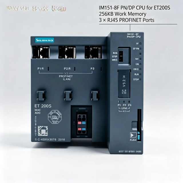 6ES7151-8FB01-0AB0,6ES7 151-8FB01-0AB0 for Siemens PLC CPU,ET200S IM151 PN/DP IO,256KB Memory,3X RJ45 Port