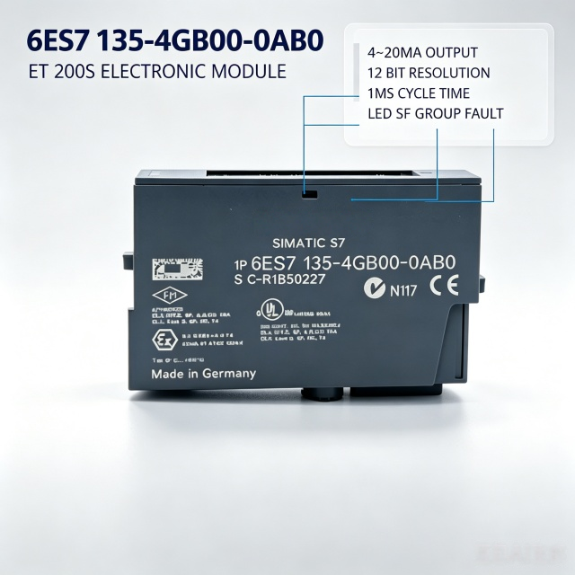 6ES7135-4GB00-0AB0,6ES7 135-4GB00-0AB0,for Siemens ET200S PLC,2AO Analog Output Module,15mm Width