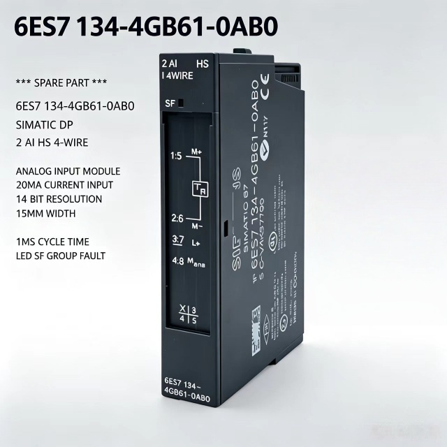 6ES7134-4GB61-0AB0,6ES7 134-4GB61-0AB0 for Siemens PLC Analog Input Module,ET200S 2AI High Speed 4-20mA 4-Wire TransmitterModule