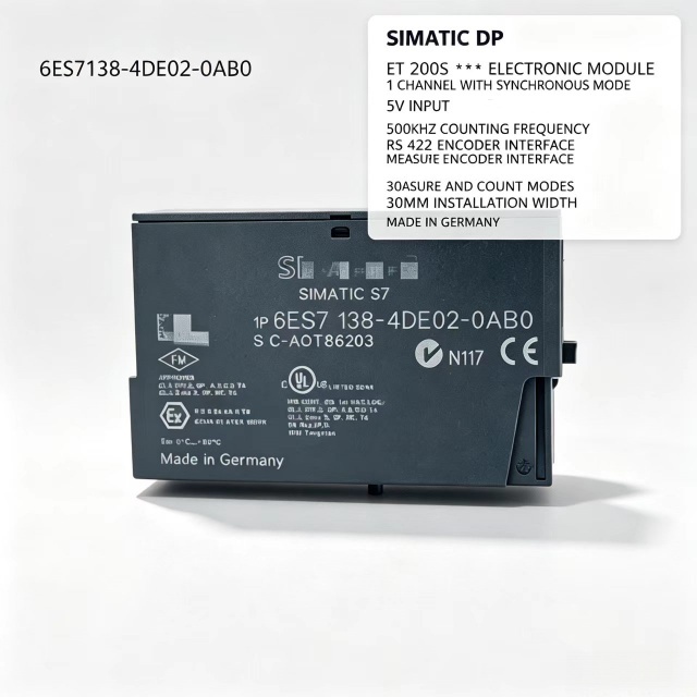 6ES7138-4DE02-0AB0,6ES7 138-4DE02-0AB0 for Siemens PLC,ET200S Counter Module,1 Channel 5V 500KHz RS422 Encoder,30mm Width
