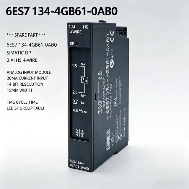 6ES7134-4GB61-0AB0,6ES7 134-4GB61-0AB0 for Siemens PLC Analog Input Module,ET200S 2AI High Speed 4-20mA 4-Wire TransmitterModule