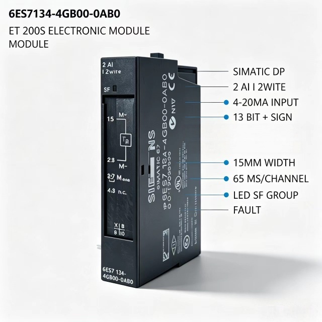 6ES7134-4GB00-0AB0,6ES7 134-4GB00-0AB0 for Siemens PLC Analog Input Module,ET200S 2AI,13Bit,65ms Per Channel