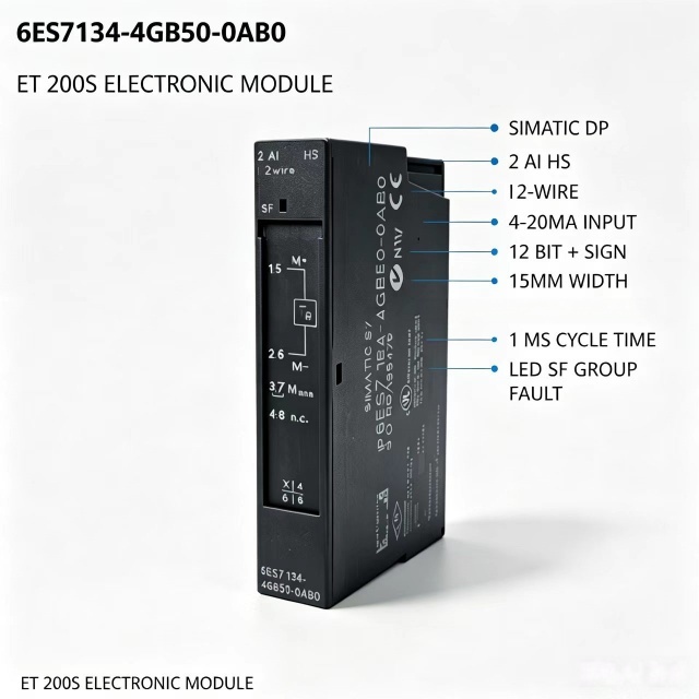 6ES7134-4GB50-0AB0,6ES7 134-4GB50-0AB0 for Siemens PLC Analog Input Module,ET200S 2AI High Speed,12Bit,1ms Cycle Time