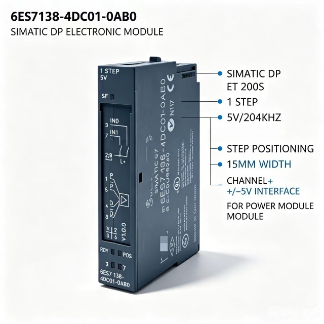 6ES7138-4DC01-0AB0,6ES7 138-4DC01-0AB0 for Siemens PLC,ET200S Stepper Positioning Module,1 Channel 5V 204KHz,15mm Width