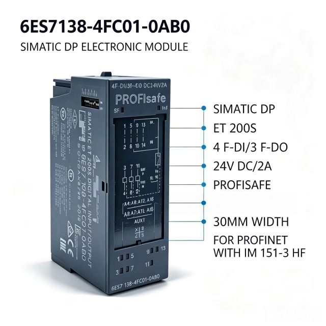 6ES7138-4FC01-0AB0,6ES7 138-4FC01-0AB0 for Siemens PLC,ET200S PROFIsafe Module,4F-DI 3F-DO 24V 2A,30mm Width,Chengdu Yakaifeng Electronic Technology Co., Ltd.,6ES7138-4FC01-0AB0,6ES7 138-4FC01-0AB0 for Siemens PLC,ET200S PROFIsafe Module,4F-DI 3F-DO 24V 2A,30mm Width