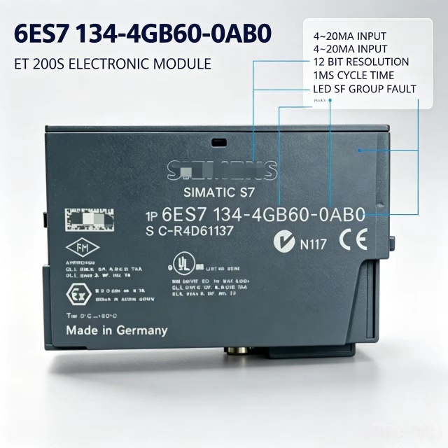 6ES7134-4GB60-0AB0,6ES7 134-4GB60-0AB0,for Siemens ET200S PLC,2AI High Speed Analog Input Module,15mm Width