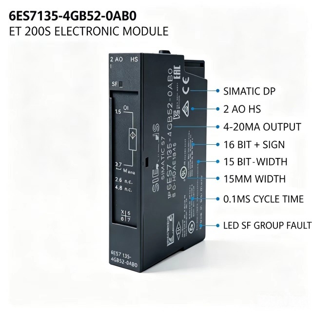6ES7135-4GB52-0AB0,6ES7 135-4GB52-0AB0 for Siemens PLC Analog Output Module,ET200S 2AO,16Bit,0.1ms Cycle Time,Chengdu Yakaifeng Electronic Technology Co., Ltd.,6ES7135-4GB52-0AB0,6ES7 135-4GB52-0AB0 for Siemens PLC Analog Output Module,ET200S 2AO,16Bit,0.1ms Cycle Time