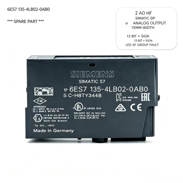 6ES7135-4LB02-0AB0,6ES7 135-4LB02-0AB0 for Siemens PLC Analog Output Module,ET200S 2AO U HF Module,15mm Width,0.5ms Cycle Time,Chengdu Yakaifeng Electronic Technology Co., Ltd.,6ES7135-4LB02-0AB0,6ES7 135-4LB02-0AB0 for Siemens PLC Analog Output Module,ET200S 2AO U HF Module,15mm Width,0.5ms Cycle Time