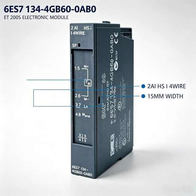 6ES7134-4GB60-0AB0,6ES7 134-4GB60-0AB0,for Siemens ET200S PLC,2AI High Speed Analog Input Module,15mm Width