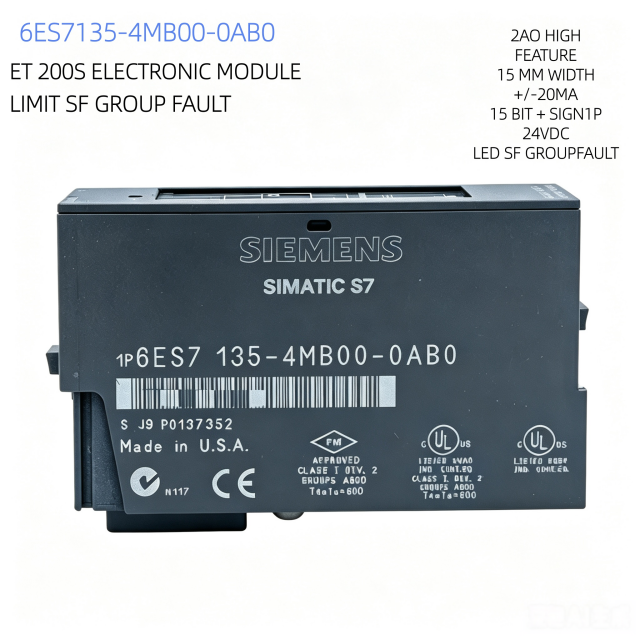 6ES7135-4MB00-0AB0,6ES7 135-4MB00-0AB0 for Siemens PLC Module,ET200S 2AO High Feature I Analog Output Module,15MM Width,Chengdu Yakaifeng Electronic Technology Co., Ltd.,6ES7135-4MB00-0AB0,6ES7 135-4MB00-0AB0 for Siemens PLC Module,ET200S 2AO High Feature I Analog Output Module,15MM Width