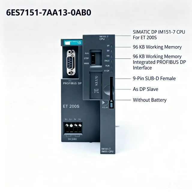 6ES7151-7AA13-0AB0,6ES7 151-7AA13-0AB0 for Siemens PLC CPU Module,ET200S IM151-7 CPU,96KB Work Memory,PROFIBUS DP Sub-D,Chengdu Yakaifeng Electronic Technology Co., Ltd.,6ES7151-7AA13-0AB0,6ES7 151-7AA13-0AB0 for Siemens PLC CPU Module,ET200S IM151-7 CPU,96KB Work Memory,PROFIBUS DP Sub-D