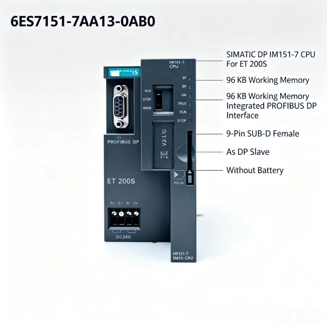 6ES7151-7AA13-0AB0,6ES7 151-7AA13-0AB0 for Siemens PLC CPU Module,ET200S IM151-7 CPU,96KB Work Memory,PROFIBUS DP Sub-D,Chengdu Yakaifeng Electronic Technology Co., Ltd.,6ES7151-7AA13-0AB0,6ES7 151-7AA13-0AB0 for Siemens PLC CPU Module,ET200S IM151-7 CPU,96KB Work Memory,PROFIBUS DP Sub-D