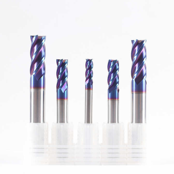 ZZST Tungsten Carbide End Mill HRC 55 CNC Milling Cutting Tools  65 Degree  4-edge Blue Nano Coated End Mills