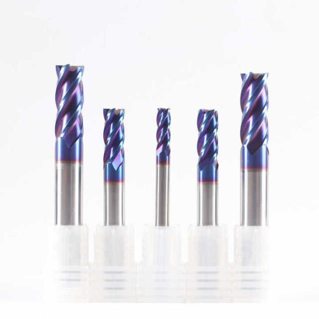 ZZST Tungsten Carbide End Mill HRC 55 CNC Milling Cutting Tools  65 Degree  4-edge Blue Nano Coated End Mills