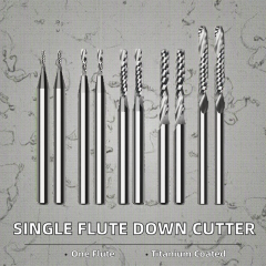 Single Flute Left Spiral 4-10mm Cut End Milling Cutter Carbide TiCN Coated 55HRC Plastic Solid Wood Board Customizable ODM OEM