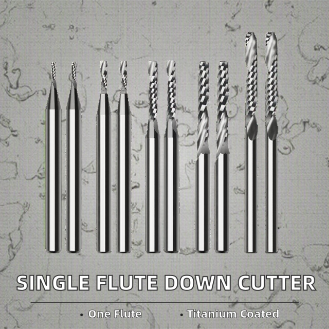 Single Flute Left Spiral 4-10mm Cut End Milling Cutter Carbide TiCN Coated 55HRC Plastic Solid Wood Board Customizable ODM OEM