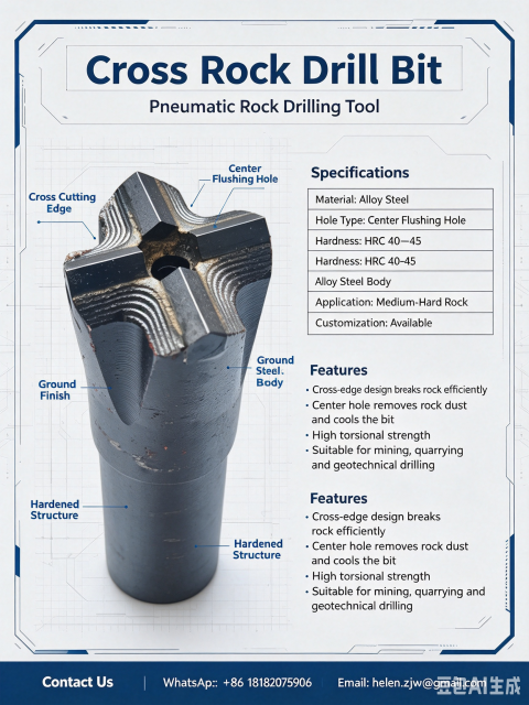 Forged R38 T38 Thread Cross Rock Drill Bits for Coal Mining Drilling Tool