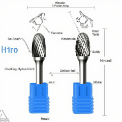 Customizable ODM/OEM Metal Engraving Milling Cutter Polishing Tool Carving Die Grinder Tungsten Carbide Rotary Burr Bit