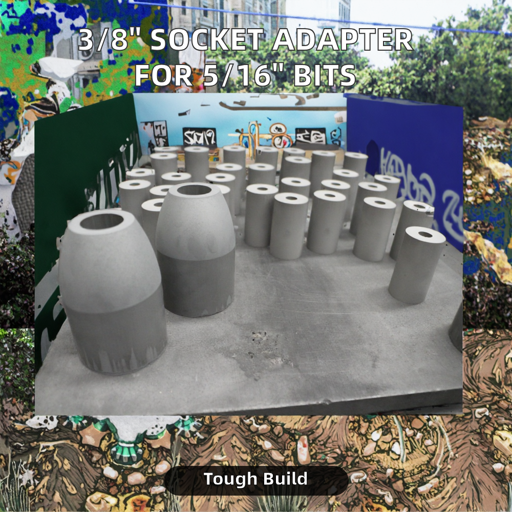 Industrial 3/8" Bit Adapter Socket with 5/16" Bits 1/4in Alumina Block