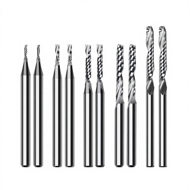 Single Flute Left Spiral 4-10mm Cut End Milling Cutter Carbide TiCN Coated 55HRC Plastic Solid Wood Board Customizable ODM OEM
