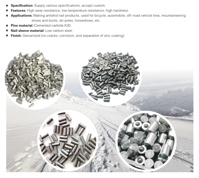 Solid Tungsten Carbide Stud Pins and Domed Head Nails for Horse Shoes Tire Studs Ice Snow Traction Anti-Slip Spike Inserts