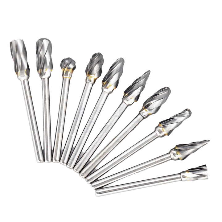 Coarse Aluminum Cut Tooth Tungsten Carbide Burr Rotary File Grinding Bits 6mm Shank Single Flute Milling Cutter Tools DIY Grade
