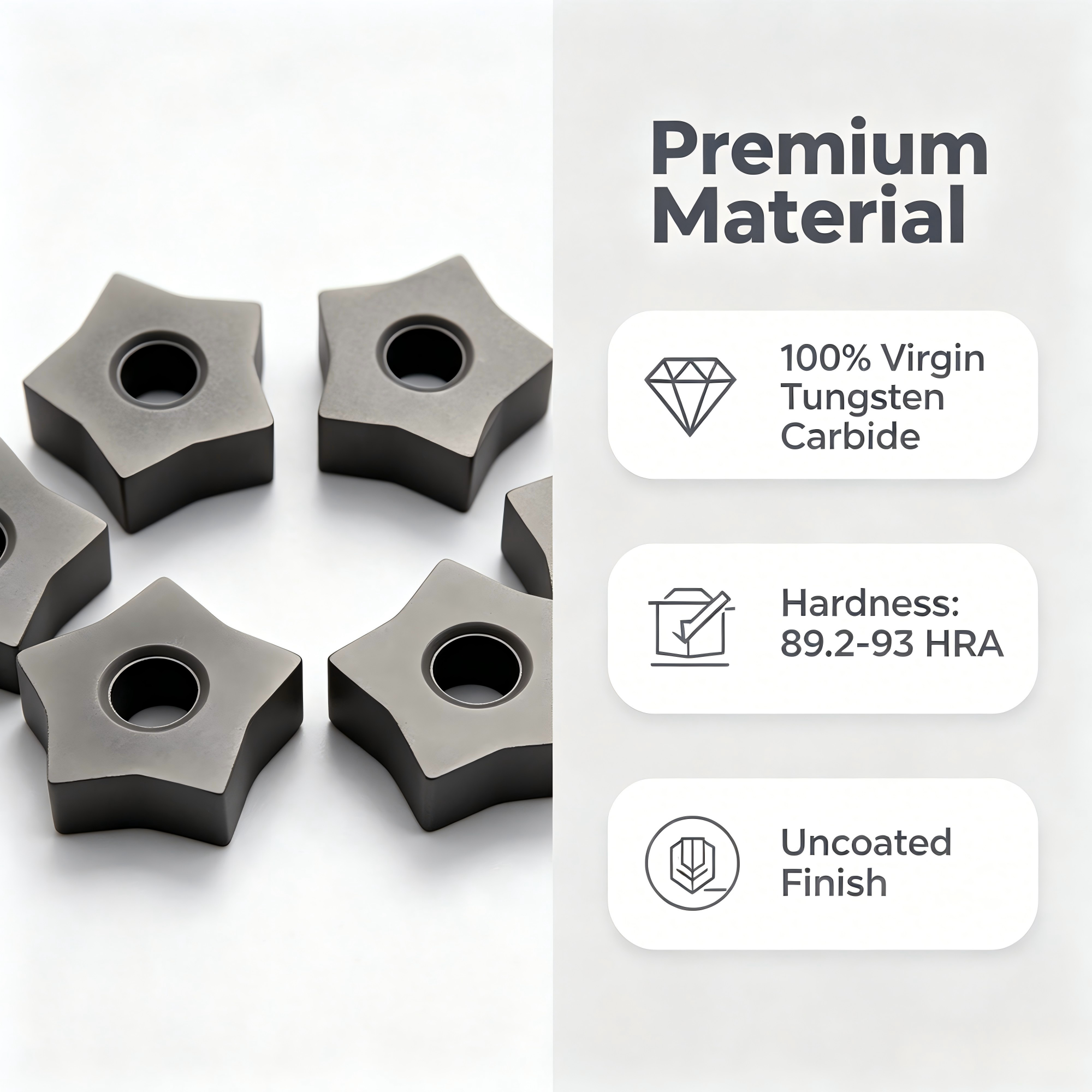 Tungsten Carbide Chain Saw Inserts Star Shape Carbide Tips for Marble Granite CNC Chain Saw Cutting K10 K20 YG6 YG8