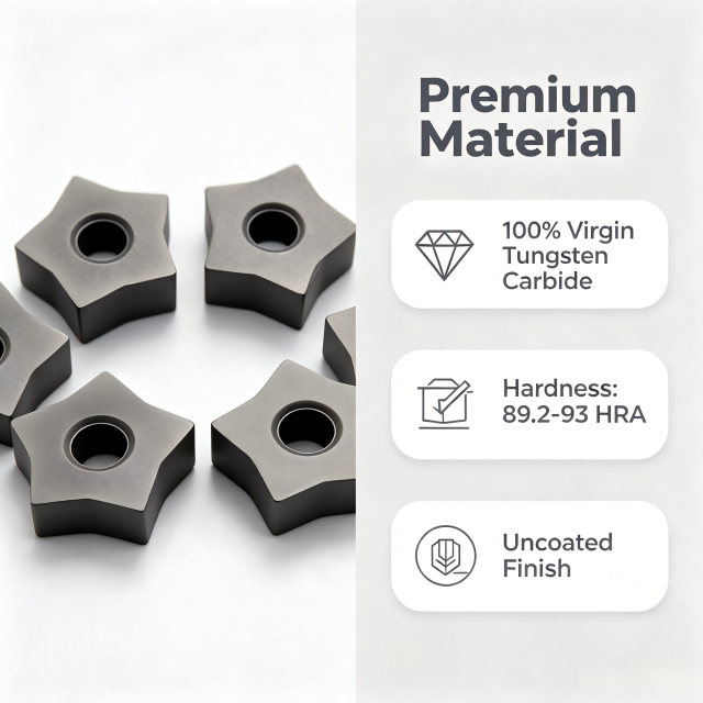 Tungsten Carbide Chain Saw Inserts Star Shape Carbide Tips for Marble Granite CNC Chain Saw Cutting K10 K20 YG6 YG8